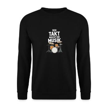 Der Takt macht die Musik Schlagzeug Drums - Unisex Pullover - Schwarz - Vorne - Alina (178cm) & Michal (187cm)