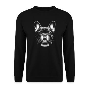 Head of a French Bulldog in drawing style - Unisex Sweatshirt - black - Front - Alina (178cm) & Michal (187cm)