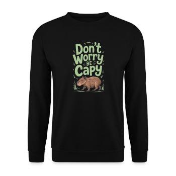 Capybara Dont Worry Be Capy Capybara Rodent - Unisex Sweatshirt - black - Front - Alina (178cm) & Michal (187cm)