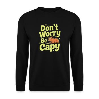Capybara Dont Worry Be Capy Capybara Rodent - Unisex Sweatshirt - black - Front - Alina (178cm) & Michal (187cm)