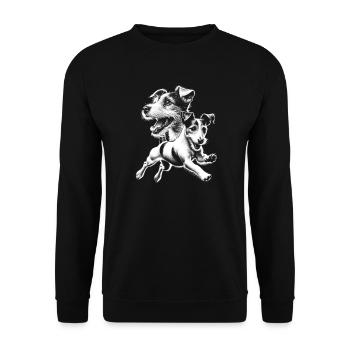 Niedlicher Jack Russell Terrier als Porträt - Unisex Pullover - Schwarz - Vorne - Alina (178cm) & Michal (187cm)