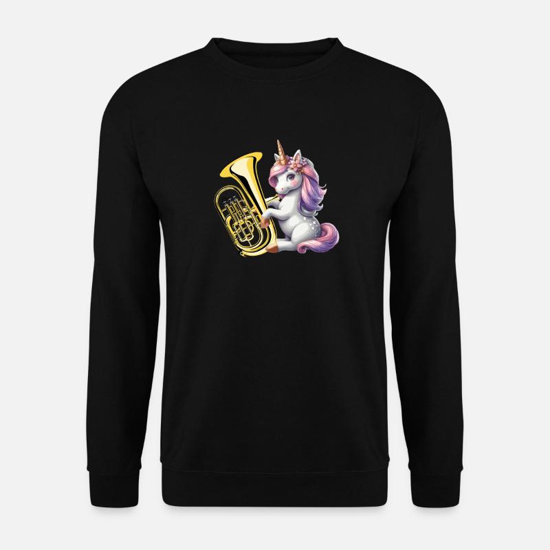 Einhorn spielt Euphonium Euphoniumspieler - Unisex Pullover - Schwarz