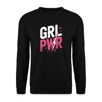 Women Power GRL PWR Girl Patriarchy Feminism - Unisex Sweatshirt - black - Front - Alina (178cm) & Michal (187cm)