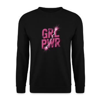 Women Power GRL PWR Girl Patriarchy Feminism - Unisex Sweatshirt - black - Front - Alina (178cm) & Michal (187cm)