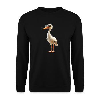 Stork Lover White Stork Giant Stork Storks Storks - Unisex Sweatshirt - black - Front - Alina (178cm) & Michal (187cm)