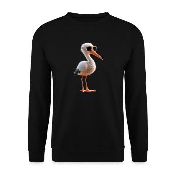 Stork Lover White Stork Giant Stork Storks Storks - Unisex Sweatshirt - black - Front - Alina (178cm) & Michal (187cm)