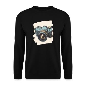 Camera Photo Camera Photographer Female Photographer - Unisex Sweatshirt - black - Front - Alina (178cm) & Michal (187cm)