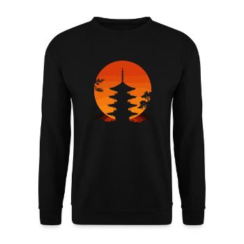 Japanese temple at sunset - Unisex Sweatshirt - black - Front - Alina (178cm) & Michal (187cm)