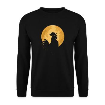 Rooster in the Moon - Unisex Sweatshirt - black - Front - Alina (178cm) & Michal (187cm)