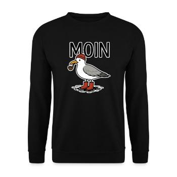 Möwe Moin - Unisex Pullover - Schwarz - Vorne - Alina (178cm) & Michal (187cm)