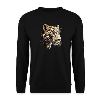 Leopard Panther Big Cat Cat Panther Leopard - Unisex Sweatshirt - black - Front - Alina (178cm) & Michal (187cm)