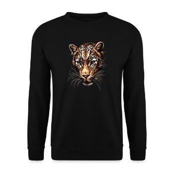 Leopard Panther Big Cat Cat Panther Leopard - Unisex Sweatshirt - black - Front - Alina (178cm) & Michal (187cm)