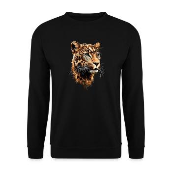 Leopard Panther Big Cat Cat Panther Leopard - Unisex Sweatshirt - black - Front - Alina (178cm) & Michal (187cm)