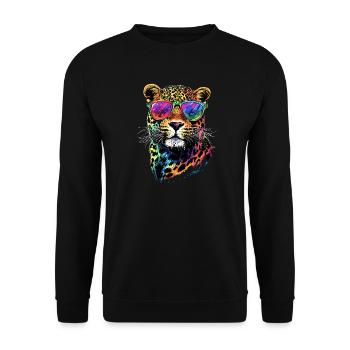 Leopard Panther Big Cat Cat Panther Leopard - Unisex Sweatshirt - black - Front - Alina (178cm) & Michal (187cm)