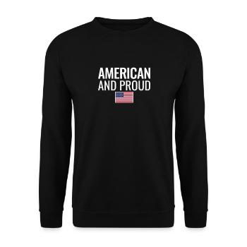 American And Proud Amerikanische Flagge USA - Unisex Sweatshirt - black - Front - Alina (178cm) & Michal (187cm)