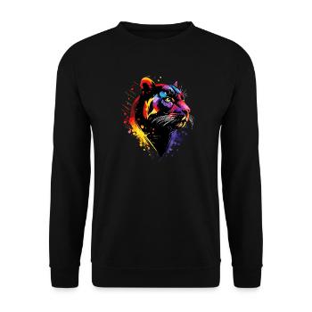 Panther Leopard Raubkatze Süße Großkatze Panter - Unisex Pullover - Schwarz - Vorne - Alina (178cm) & Michal (187cm)