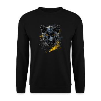 Panther Leopard Raubkatze Süße Großkatze Panter - Unisex Pullover - Schwarz - Vorne - Alina (178cm) & Michal (187cm)