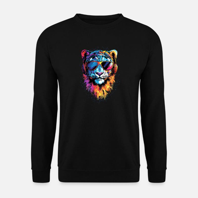 Schneeleopard Panther Raubkatze Großkatze Leopard - Unisex Pullover - Schwarz