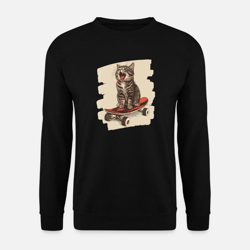 Skateboard Katze - Unisex Pullover - Schwarz