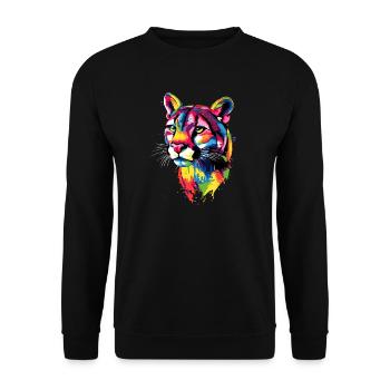 Panther Leopard Raubkatze Süße Großkatze Katzen - Unisex Pullover - Schwarz - Vorne - Alina (178cm) & Michal (187cm)