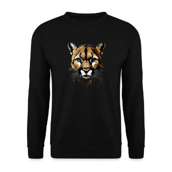 Panther Leopard Big Cat Cute Big Cat Cats - Unisex Sweatshirt - black - Front - Alina (178cm) & Michal (187cm)