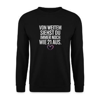 De loin, tu as l’air d’avoir 21 ans d’une fête d’anniversaire - Sweat-shirt Unisexe - noir - Devant - Alina (178cm) & Michal (187cm)