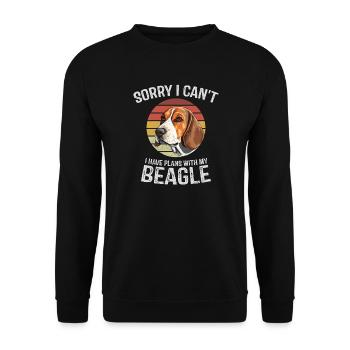 Illustration humoristique de beagle avec coucher de soleil rétro - Sweat-shirt Unisexe - noir - Devant - Alina (178cm) & Michal (187cm)