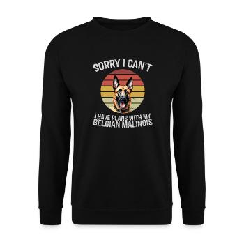 Humorvolles belgisches Malinois Hunde-T-Shirt - Unisex Pullover - Schwarz - Vorne - Alina (178cm) & Michal (187cm)
