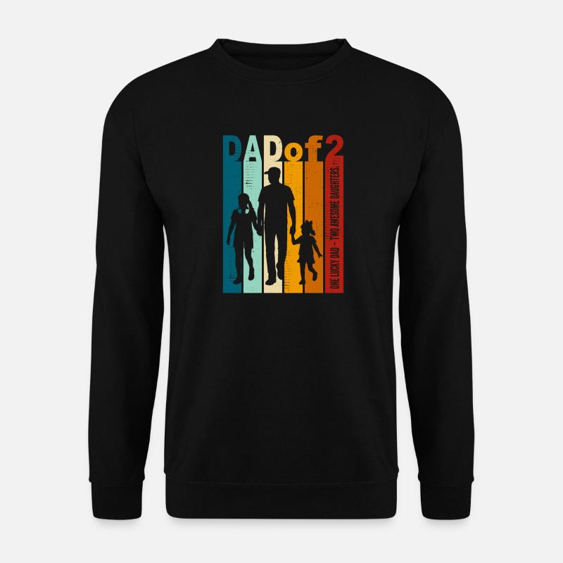 Papa & Töchter Geschenk Vintage Design Vatertag - Unisex Pullover - Schwarz