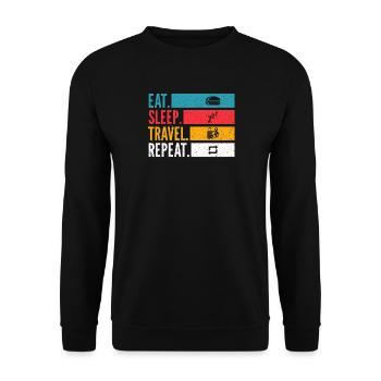 Manger dormir voyage répéter Reise Design - Sweat-shirt Unisexe - noir - Devant - Alina (178cm) & Michal (187cm)