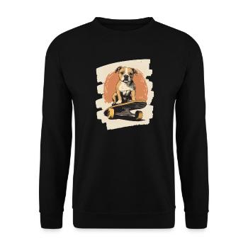 Chien bouledogue américain sur planche à roulettes - Sweat-shirt Unisexe - noir - Devant - Alina (178cm) & Michal (187cm)