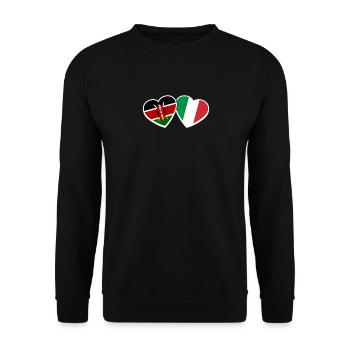 Kenia Italien Herz Liebe Flagge Italiener Kenianer - Unisex Pullover - Schwarz - Vorne - Alina (178cm) & Michal (187cm)
