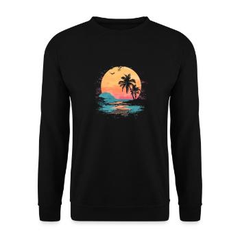 palmier coucher de soleil soleil d’été - Sweat-shirt Unisexe - noir - Devant - Alina (178cm) & Michal (187cm)