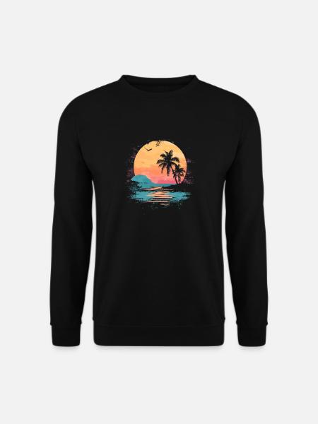 Palm Tree Sunset Summer Sun - Unisex Sweatshirt - black
