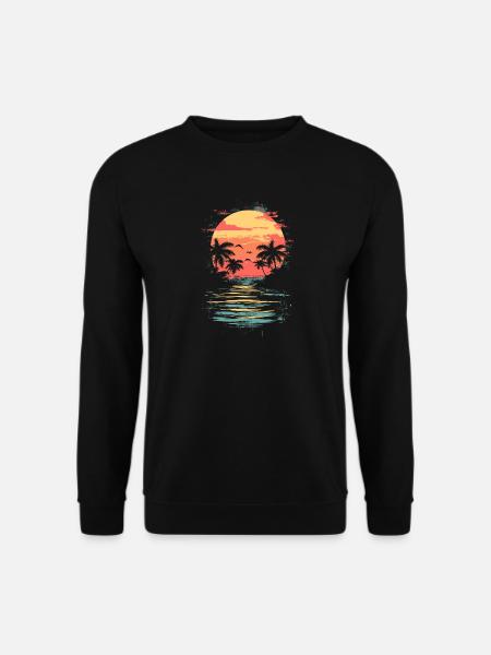 Beach Palm Trees Sunset Summer - Unisex Sweatshirt - black