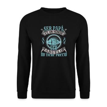 Ehrung des individuellen T-Shirt-Designs für Väter - Unisex Pullover - Schwarz - Vorne - Alina (178cm) & Michal (187cm)