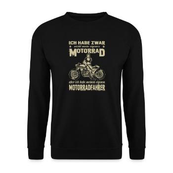 Biker Motorradfahrer Motorrad Geschenke Geburtstag - Unisex Pullover - Schwarz - Vorne - Alina (178cm) & Michal (187cm)