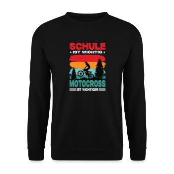 Motocrossfahrer Geschenke Motocross Biker Sprüche - Unisex Pullover - Schwarz - Vorne - Alina (178cm) & Michal (187cm)