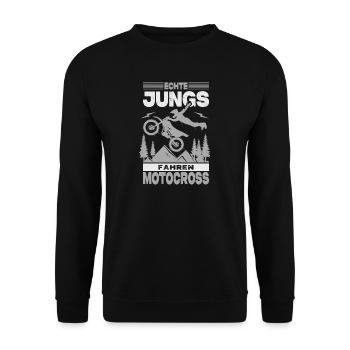 Biker Motorradfahrer Motorrad Geschenke Geburtstag - Unisex Pullover - Schwarz - Vorne - Alina (178cm) & Michal (187cm)