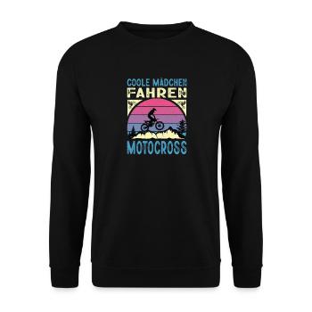 Biker Motorradfahrer Motorrad Geschenke Geburtstag - Unisex Pullover - Schwarz - Vorne - Alina (178cm) & Michal (187cm)