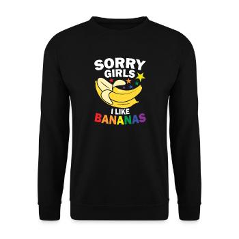 sorry girls i like bananas - Unisex Pullover - Schwarz - Vorne - Alina (178cm) & Michal (187cm)