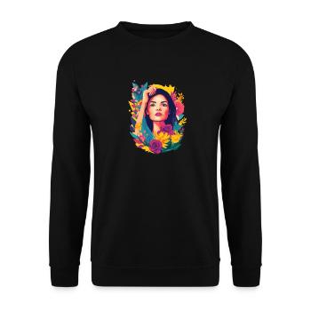 Femme Tête Fleurs Journée Internationale de la Femme Abstrait Créatif - Sweat-shirt Unisexe - noir - Devant - Alina (178cm) & Michal (187cm)