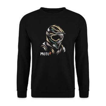 vintage Moto x Illustration - Biker und Motocross - Unisex Pullover - Schwarz - Vorne - Alina (178cm) & Michal (187cm)