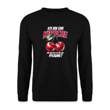 Lustiger Kirsche Spruch Sarkastisches Fun Geschenk - Unisex Pullover - Schwarz - Vorne - Alina (178cm) & Michal (187cm)