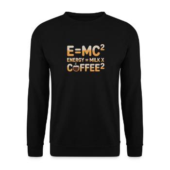 E=MC2 Physics Saying Caffeine Nerd Energy Coffee - Unisex Sweatshirt - black - Front - Alina (178cm) & Michal (187cm)