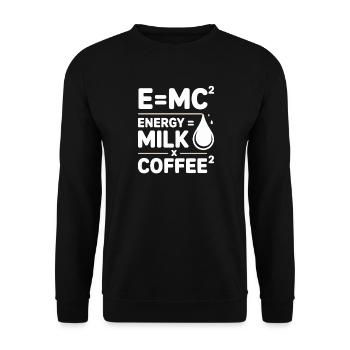 E=MC2 Physics Saying Caffeine Nerd Energy Coffee - Unisex Sweatshirt - black - Front - Alina (178cm) & Michal (187cm)