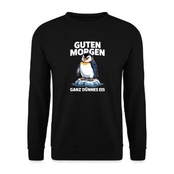 Bonjour? Glace très mince ! Pingouin drôle - Sweat-shirt Unisexe - noir - Devant - Alina (178cm) & Michal (187cm)