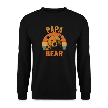 Papa Bear Strong Bear Dad Retro Look - Unisex Sweatshirt - black - Front - Alina (178cm) & Michal (187cm)