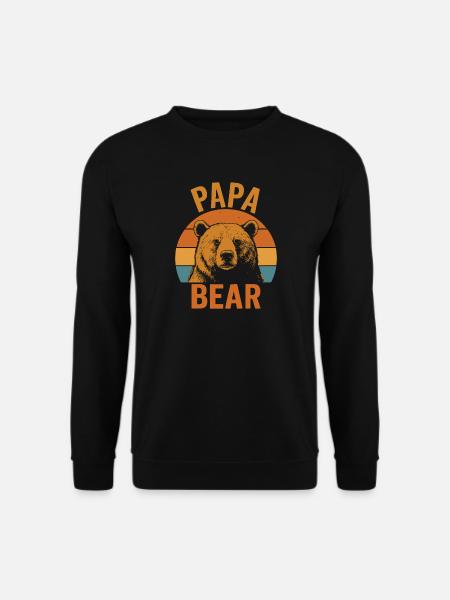 Papa Bear Starker Bärenpapa Retro Look - Unisex Pullover - Schwarz