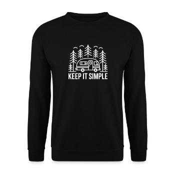 Keep It Simple Tent Camping Nature Mountains Minimalist - Unisex Sweatshirt - black - Front - Alina (178cm) & Michal (187cm)